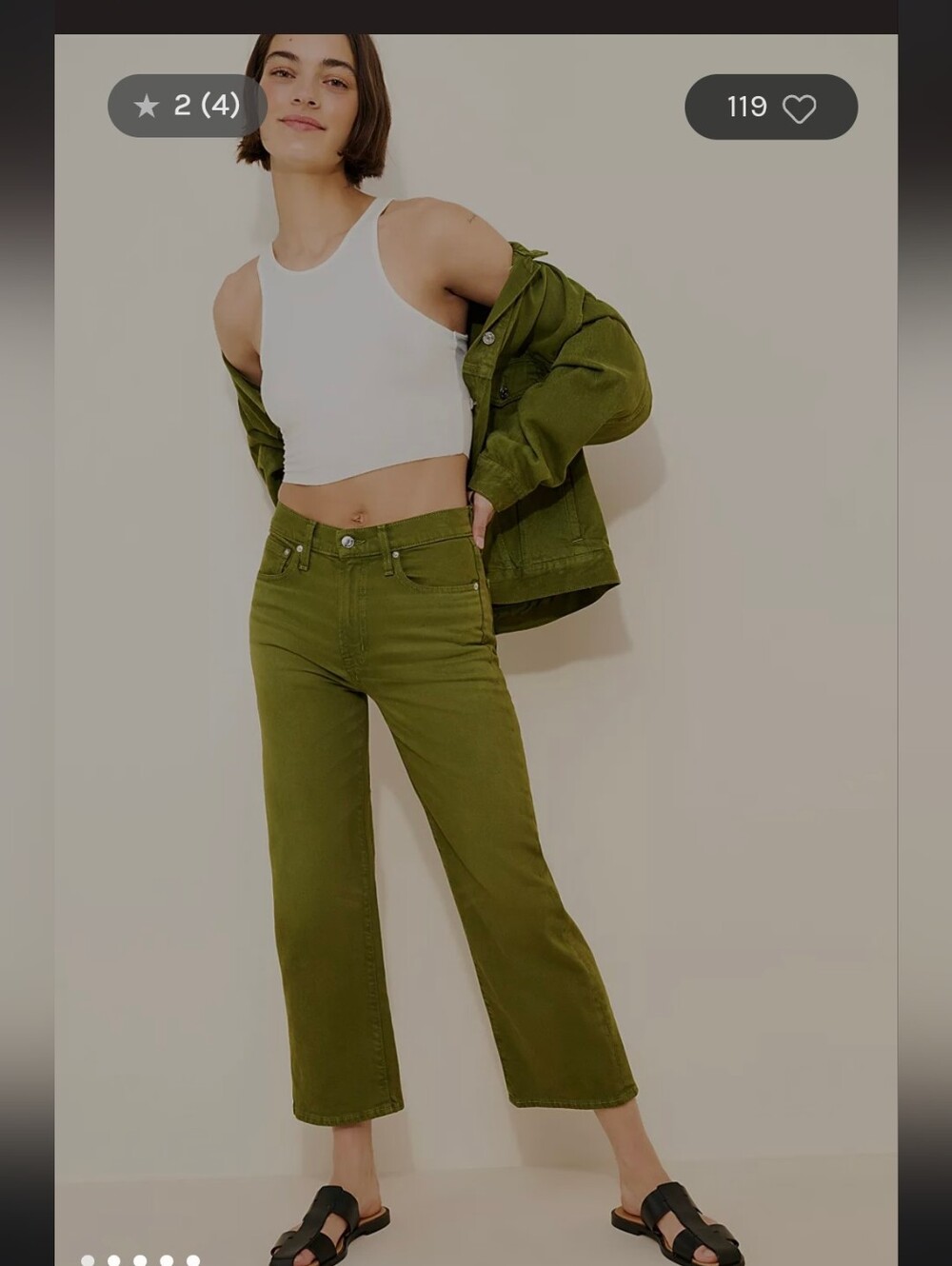 Edwin Olive Green  Cropped Straight Jeans